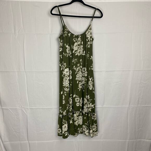 Green Floral Midi Dress by Velvet Torch, Size: XL, H: 49” x P2P: 13” - Picture 1 of 5